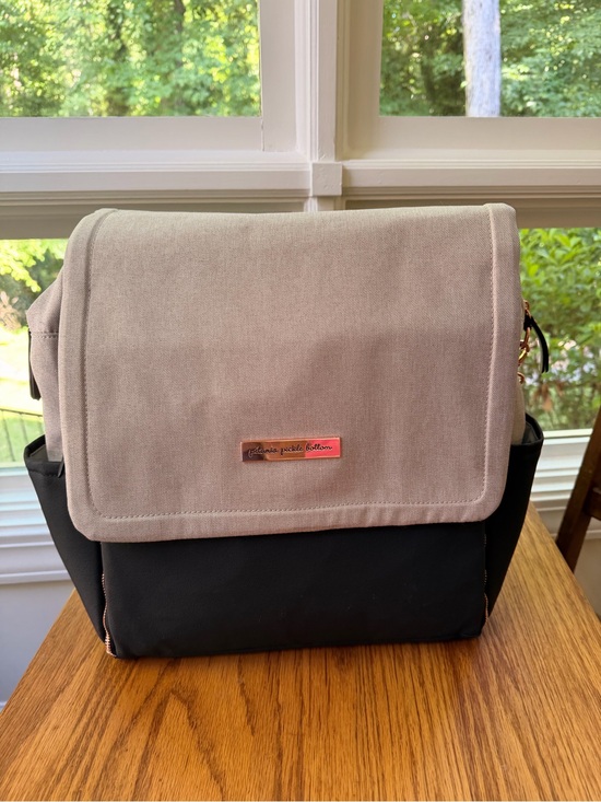 Petunia Pickle Bottom Handbags - Petunia Pickle Bottom Two-Tone Creamy Taupe and Black Diaper Bag